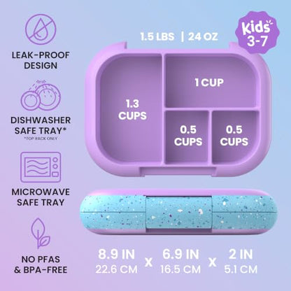 Bentgo Chill Kids 4-Compartment Bento Box Leakproof Lunch Box | Built-In Ice Pack, 3.3 Cup Capacity, BPA-Free, Microwave & Dishwasher Safe Tray, Ideal for Ages 3–7 (Vivid Orchid) - color: Confetti Edition - Vivid Orchid