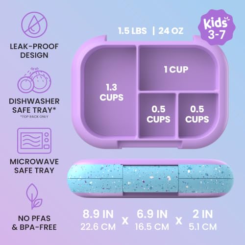 Bentgo Chill Kids Leakproof Lunch Box - 4-Compartment Bento Box with Built-In Ice Pack, 3.3 Cup Capacity, BPA-Free, Microwave & Dishwasher Safe Tray, Ages 3–7 (Vivid Orchid) - color: Confetti Edition - Vivid Orchid
