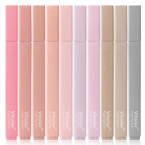 Vitoler Highlighters Assorted Colors,10pcs Cute Pastel for Office School | Aesthetic,long lasting ,high quality,no smudge for bible study,books,journal,writing - color: Pink Colors, size: 10