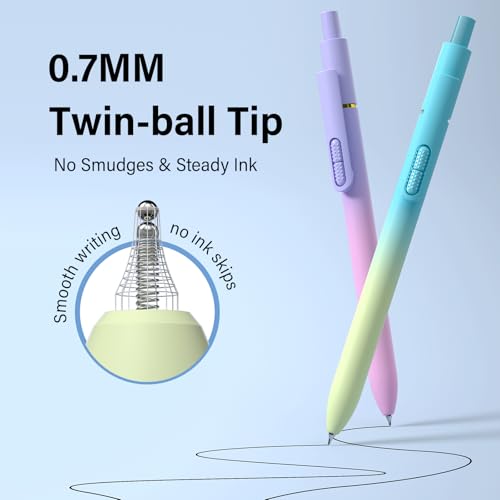 0.7mm Gel Pens Black Ink, 8 Pack Retractable Pens with Fidget Clip | Medium Point Smooth Writing, Quick-Drying, No Smudges, Stress Relief, Journaling, Note Taking, School, Office, Student/Adults - color: Gradient -8Pcs Black Ink
