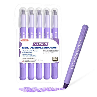 Shuttle Art 5 Pack Purple Gel Highlighters,Bible Highlighters,No Bleed Through, Bible Journaling Supplies,Great for Journaling, Highlighting and Studying - color: Purple