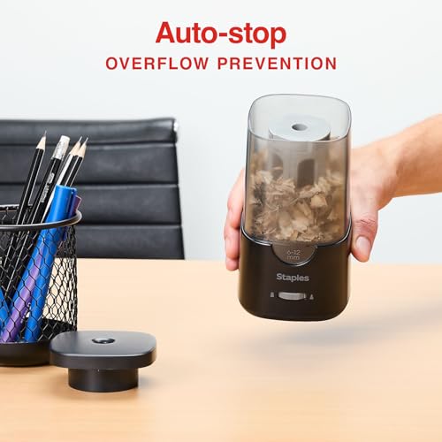 Staples Electric Pencil Sharpener, Black – Heavy‑Duty Classroom Sharpener for Teachers, Schools & Shared Spaces