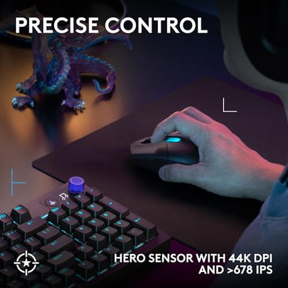 Logitech G305 X SUPERLIGHT Wireless Gaming Mouse, Lightweight 59g, HERO 44K Sensor, RGB lighting, LIGHTSPEED and Bluetooth, 130+ Hr Battery Life, 6 Programmable Buttons, Compatible with PC/Mac - Black - color: Black, style: Superlight