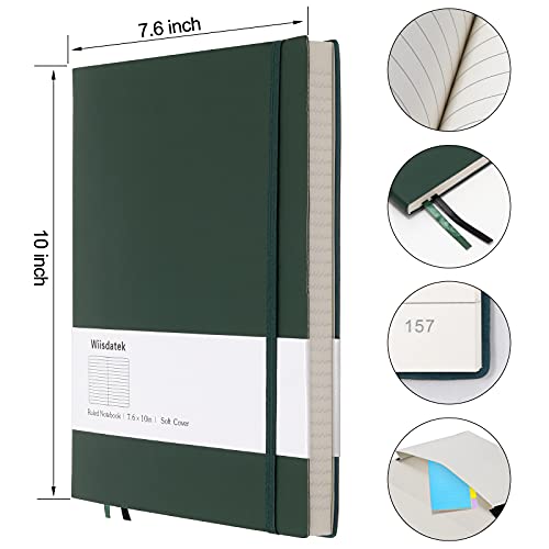 B5 College Ruled Notebooks - 2 Pack B5 Large Journal Notebooks with 376 Numbered Pages,100gsm Thick Lined Paper,Soft PU Leather Cover,7.6 X 10 inch(GREEN) - color: Green