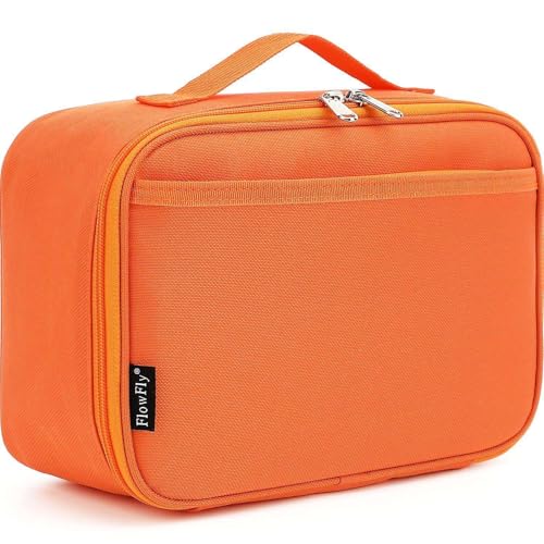 FlowFly Kids Lunch box Insulated Soft Bag Mini Cooler Back to School Thermal Meal Tote Kit for Girls, Boys, Orange - color: Orange