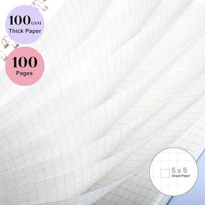Yoment Graph Paper Notebook Spiral Notebook 8.5 x 11 A4 Large Grid Paper Notebooks, 100 GSM Thick Graph Paper, Plastic Cover Graphing Notebook for Work School Engineering, A4 Purple - color: Purple, style: E - Graph - A4