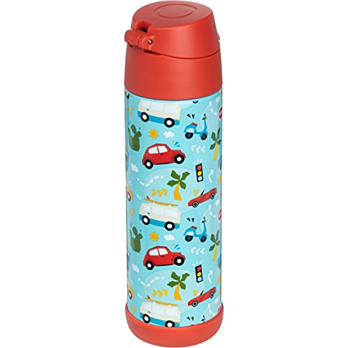 Snug Insulated Kids Water Bottle with Straw & Spout – Double-Wall Stainless Steel, Leakproof, Easy-Flip Lid – For School, Travel, Toddlers & Big Kids - Cars, 17oz - color: Cars, size: 16.9 Ounces
