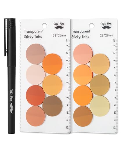 Mr. Pen- Round Transparent Sticky Notes, 1.1” Diameter, 14 Pads, 560 Sheets | Colorful, Water-Resistant See-Through Sticky Notes & Fineliner, Smooth Writing, Note Tabs for Bible Journaling, Studying - color: Golden Harvest, size: 560 pcs