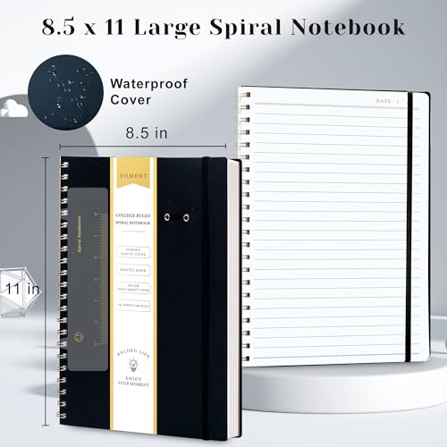 Yoment Spiral Notebook 8.5 x 11 A4 Large Notebooks for Work College Ruled Journaling Notebooks, 100 GSM Paper, Spiral Bound Journal for School Note Taking Writing, A4 Black - color: Black, style: D - Line - A4