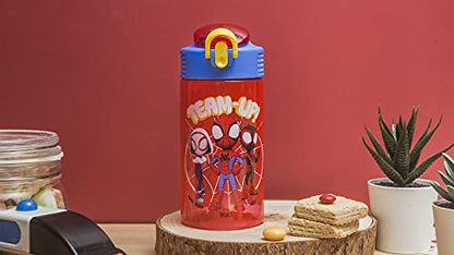 Zak Designs Marvel Spider-Man Kids Water Bottle with Spout Cover and Carrying Loop, Durable Plastic, Leak-Proof Water Bottle Design for Travel (16 oz, 2-Pack, Spidey and His Amazing Friends) - color: Spidey and His Amazing Friends 2pk