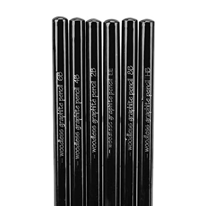 PENINSULA LOVE 6Pcs Woodless Graphite Pencils HB 2B 4B 6B 8B EE Artist Professional Drawing Pencil Set for Sketching Shading Writing for Adult Artist Hobbyist Beginner