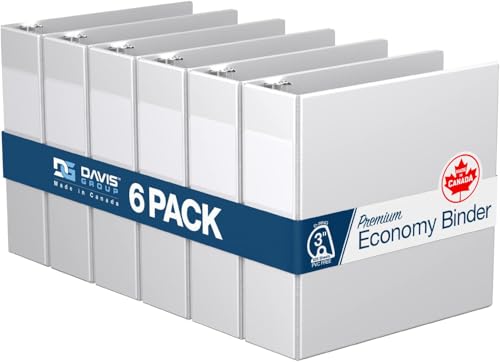 Premium Economy 6-Pack 3-Ring Binders for School or Office, D-Ring Binders, 3 Inch, White - color: White, size: 3 Inch