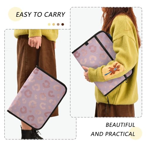 Rose Gold Leopard Expanding Accordion File Folder with 13 Pockets and Zipper Closure - color: Rose Gold Leopard