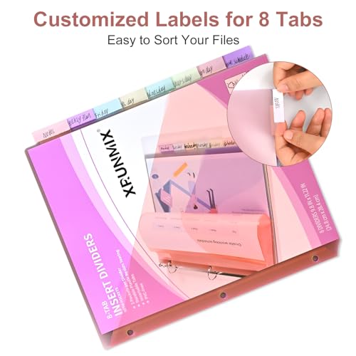 48 Counts 8-Tab Binder Dividers, Index Pockets for 3 Ring Binders, 8 Pastel Colors, US Letter Size (6)