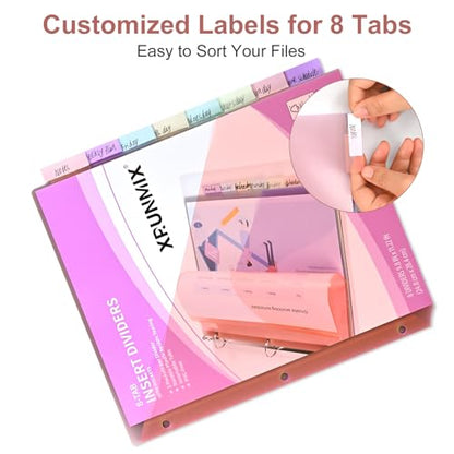 48 Counts 8-Tab Binder Dividers, Index Pockets for 3 Ring Binders, 8 Pastel Colors, US Letter Size (6)