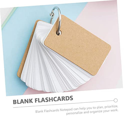 Lurrose 4pcs Blank Flashcards Portable Words Memory Cards Binder Ring Notecards for Travel Study Office - size: 7.00X4.00X3.00CM