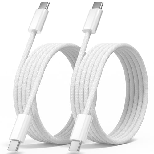 Quickeep USB C to USB C Cable 3FT 2 Pack, Nylon Braided 60W iPhone 17 16 15 Charger Cord, Type C Charger Fast Charging, USBC to USBC Cable for iPhone 17 16 15 Pro Plus Pro Max/iPad Pro/Air - color: White, size: 3FT