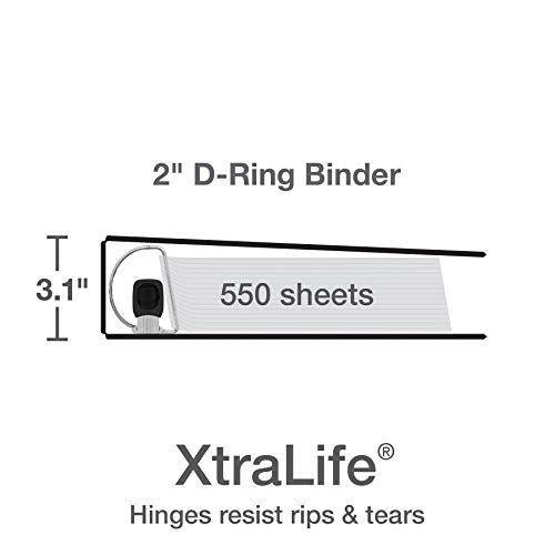 Oxford 3 Ring Binders, Binders for School and Office, 2 Inch ONE-Touch Easy Open D Rings, 3-Sided View Binder Covers, Xtralife Hinge, Non-Stick, PVC-Free, Black, 530-Sheet Capacity, 4 Pack (79911) - size: 2.0 Inch