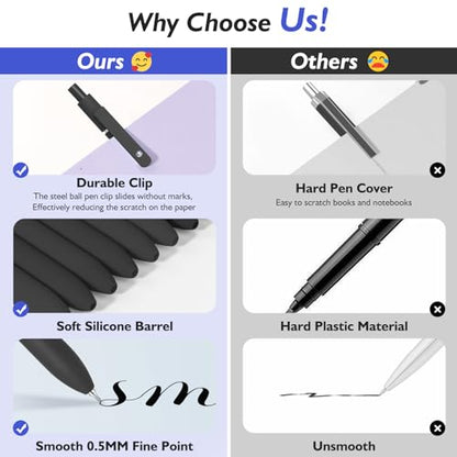 Vanhench 6Pcs Gel Pens, 0.5MM Black Gel Ink Pen Fine Point Smooth Writing Pens, College Essentials Pens, Father's Day Birthday Gifts for Men (6PCS Black Gray White) - color: 6PCS Black Gray White (Black Ink)