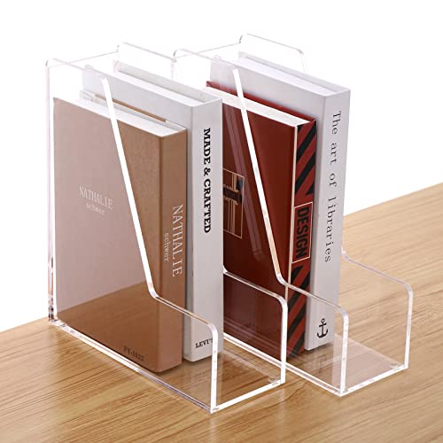 SANRUI Acrylic Magazine File Holders, Classroom Organization and Storage, Clear Bookend File Sorter, Desktop File Organizer 2-Pack - size: A4,2 Pack