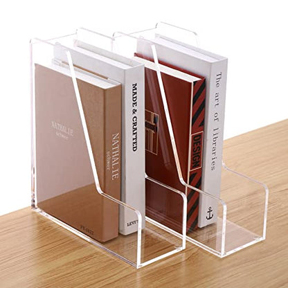 SANRUI Acrylic Magazine File Holders, Classroom Organization and Storage, Clear Bookend File Sorter, Desktop File Organizer 2-Pack - size: A4,2 Pack