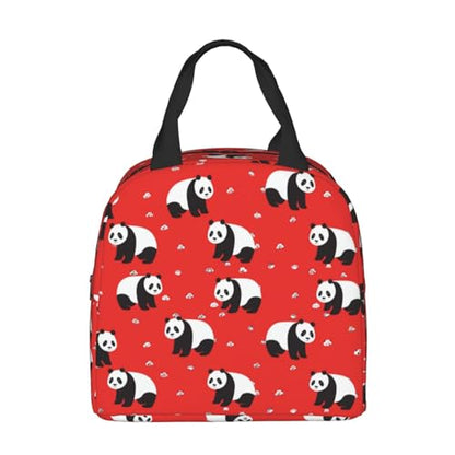 Panda Red Lunch Box - Insulated Lunch Bags for Kids Boys Girls Reusable Lunch Tote Bags, Perfect for School/Camping/Hiking/Picnic/Beach/Travel - color: Panda Red