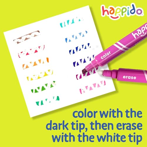 International Arrivals Double Sided Erasable Marker Sets for Kids Happido, Set of 12 Chisel Tip Non Toxic Markers, Great School Supplies, Art and Stationery Set - style: 12 Count - Erasable Double Ended