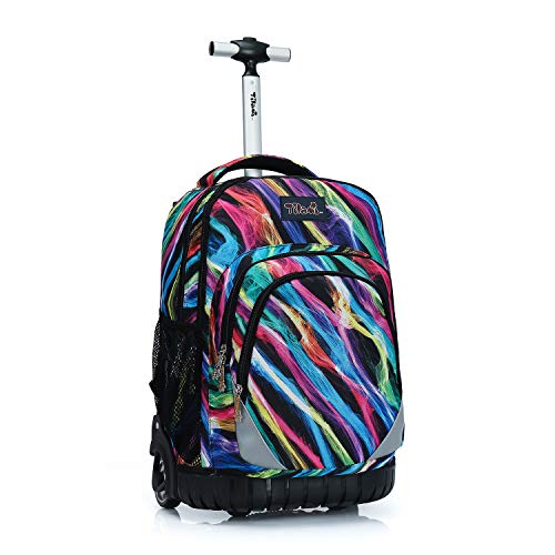Tilami Rolling Backpack 19 inch Wheeled LAPTOP Boys Girls Travel School Student Trip, colours - color: Colours Multicolor