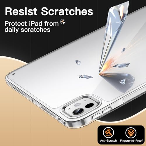 JETech Clear Case for iPad Pro 13-Inch M5/M4 (2025/2024), Anti-Yellowing Transparent Shockproof Slim Tablet Back Cover with Hard PC Back and Soft TPU Bumper - size: iPadPro13(2025/2024)