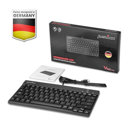 Perixx PERIBOARD-426C Wired Mini Low Profile Keyboard - 10.87x5.43x0.55 inches Dimension - 4.9ft USB C Cable - US English - style: Wired USB Type-C