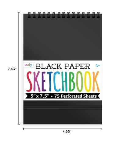 OOLY DIY Cover Small Sketchbook, 5 x 7.5 Inches, Black Paper Sketchbook, Drawing Book for Kids, Artists Drawing Pad for Gel Pens and White Pencils - color: Black Paper, style: Small (5"x7.5")