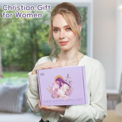 XKDOUS Bible Study Supplies Journaling Kit for Women, Bible Study Kit Journaling Supplies with Prayer Journal, Highlighters, Emergency Card, Pencil Case and More, Christian Gifts for Women, Purple - color: Bible Kit - Deluxe (Purple)