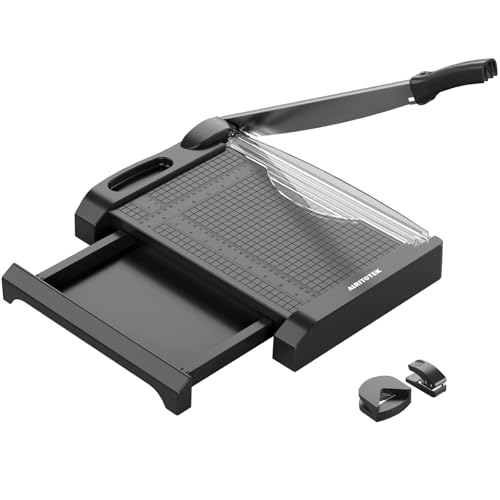 ALRITOTEK 3 in 1 Heavy Duty Paper Cutter,12 inch Guillotine Paper Trimmer, Paper Cutting Board for Office and Crafts, 12 Sheets Capacity (Black)