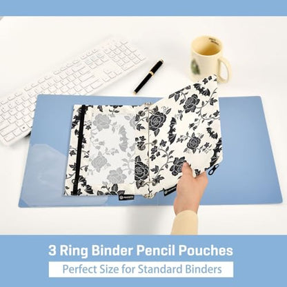 Goth Bats Pencil Pouches for 3 Ring Binder, Zipper Binder Pencil Case, 2 Pack Clear Window Case Bag for Office Organizers - color: Goth Bats 1