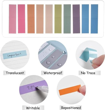 Lysas 800 Pcs Morandi Sticky Tabs, Page Markers Book Index Tabs | Writable & repositionable book flags for reading notes, annotate books, document filing & office notebook organization - size: 800pcs