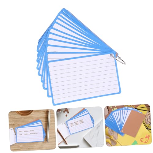 OSALADI Lined Flash Cards of Blank Index Cards with Binder Rings Water Resistant for DIY Notes Home Office School Use Easy to Carry