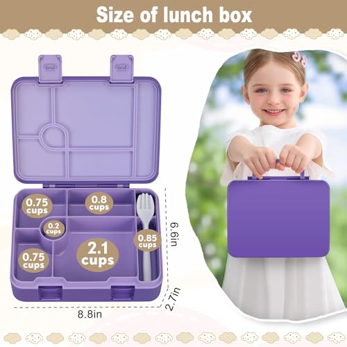 JOOPETALK Chill Bento Lunch Box for Kids Adult with Ice Pack,6-Compartment Reusable Leak-proof Lunch Container for Girls Boys to School,Keep Food Cold&Fresh,Dishwasher & Freezer Safe - color: Purple