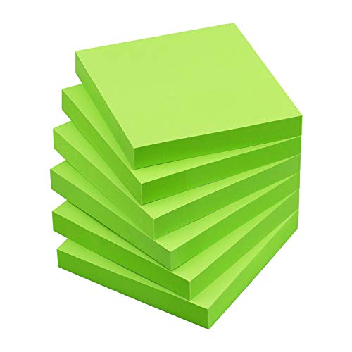 Sticky Notes 3x3 Self-Stick Notes Pads with 6 Bright Colors, Easy to Post for Office, Shool, Home, 6 Pads/Pack, 100 Sheets/Pad(Green) - color: Green