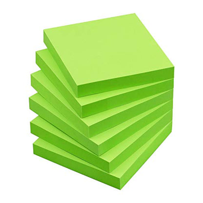 Sticky Notes 3x3 Self-Stick Notes Pads with 6 Bright Colors, Easy to Post for Office, Shool, Home, 6 Pads/Pack, 100 Sheets/Pad(Green) - color: Green
