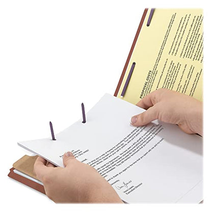 Smead Pressboard Classification File Folder with SafeSHIELD Fasteners, 1 Divider, 2" Expansion, Letter Size, Red, 10 per Box (13775) - color: Red
