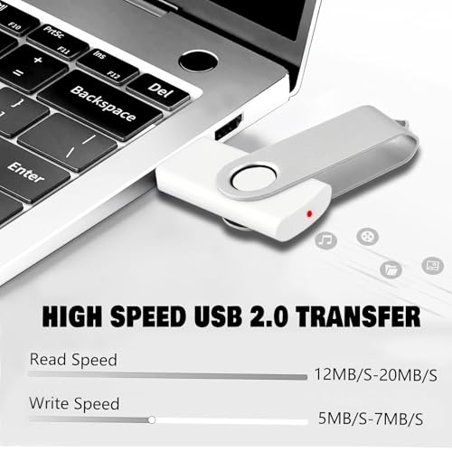 Flash Drive Bulk 8GB USB 20 Pack FEWINA USB2.0 USB Drives Pack Thumb Drive Bulk Swivel Memory Stick Zip Drive for Storage and Backup White 20PCS 8GB