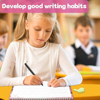 chiazllta 2 Pack Cursive Grooved Handwriting Workbooks Grooved Cursive Reusable Writing Practice Copy Books with Disappearing Ink Pens Learning Activities Supplies (Jokes Riddles&Inspiring Quotes) - style: Jokes Riddles&Inspiring Quotes
