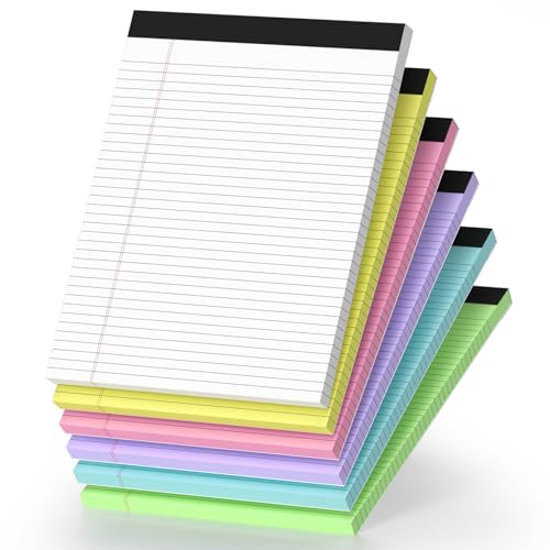 6 Pack Legal Pads 8.5 x 11 College Ruled Colored Note Pads 8.5" x 11" Lined Paper Chipboard-Backed Notepad with Micro-Perforated Notebook Paper for Office & School Supplies 50 Sheets/Pad - size: 8.5 x 11 In - Colored, style: 6 Pack