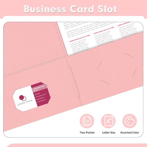 Two Pocket Folders, PANDRI 50 Pack 2 Pocket Folders, Letter Size Paper File Folder for School Office Home Business, Pink - color: Pink
