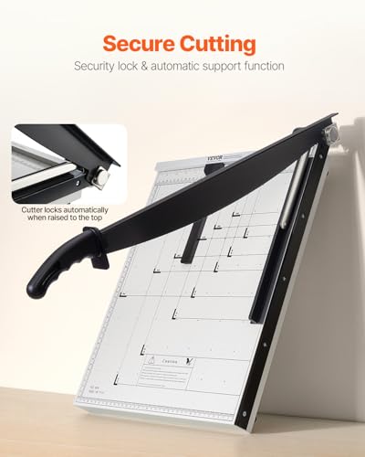 VEVOR Paper Cutter, 18 in Cut Length Guillotine Trimmer, 15-Sheet Capacity, Heavy-Duty Paper Cutter with Security Guard Rail/Blade Lock, Paper Trimmer for Cardstock, Cardboard, Home, Office & School