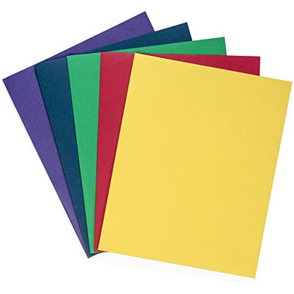 Blue Summit Supplies 100 Paper 2 Pocket Folders, Letter Size, Assorted | Durable paper, 2 pockets, letter size, for school, office, and presentation use