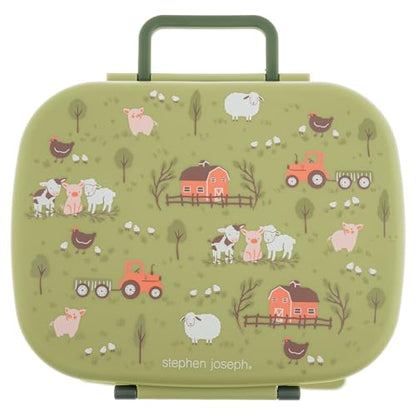 Stephen Joseph, Bento Box for Kids with 5-Compartment, Leak Proof Lid Lunch Box, BPA Free Bento Box for Ages 3-7, Toddler Lunch Box with Leak Proof Sauce Compartment, Farm - color: Farm