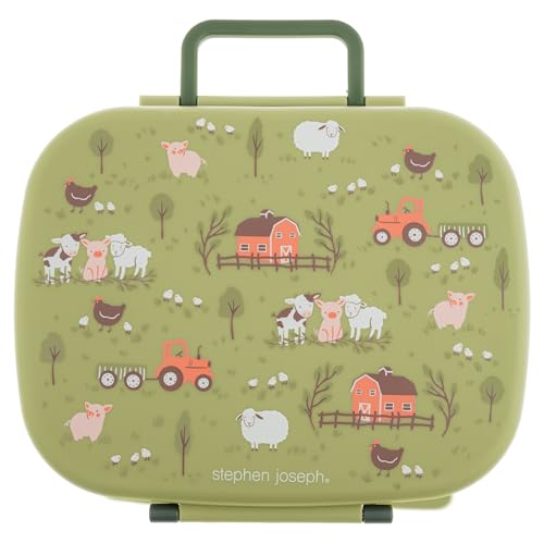 Stephen Joseph, Bento Box for Kids with 5-Compartment, Leak Proof Lid Lunch Box, BPA Free Bento Box for Ages 3-7, Toddler Lunch Box with Leak Proof Sauce Compartment, Farm - color: Farm