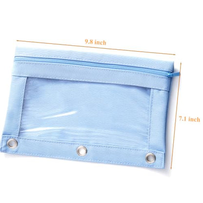 3 Ring Binder Pencil Pouch, Durable Pencil Case for School Supplies, Classroom Must Haves, 3-Hole Design Fits Binders, Zipper Closure, Ideal for Students/Back to School Dusty Blue - color: Dusty Blue