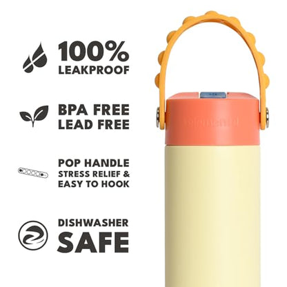 Elemental Insulated Kids Water Bottle, Stainless Steel Water Bottle with Straw Lid & Pop-It Handle, Leak-Proof Water Bottles for School, Boys or Girls, Travelling and Sports, 18oz - Peach Sand - color: Peach Sand